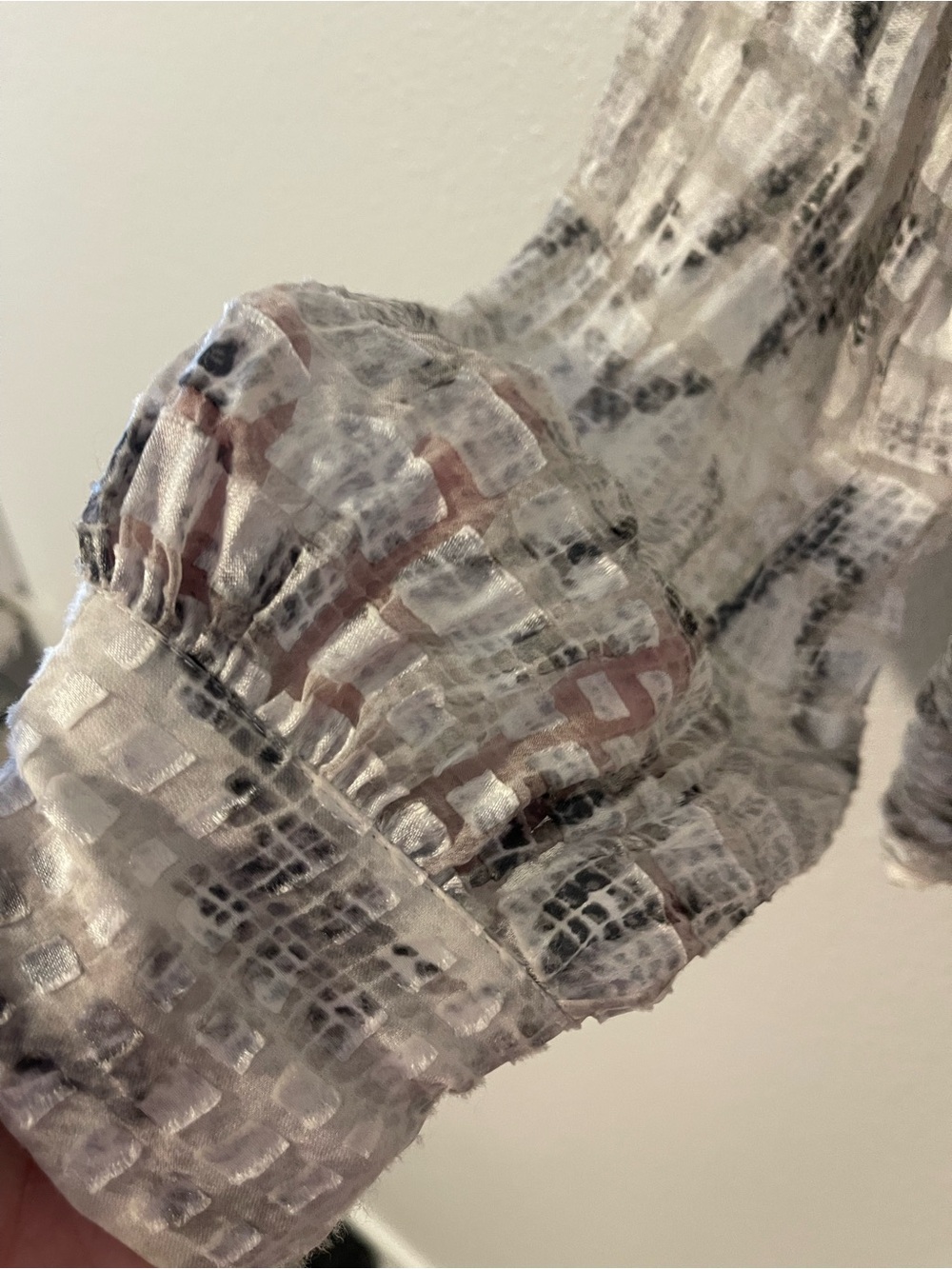 White House Black Market White Marble-Print Surplice Blouse - Picture 5 of 9